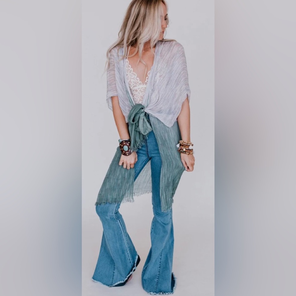 NWT Three Birds Nest olive and cream ombré  kimono/bathing suit cover up